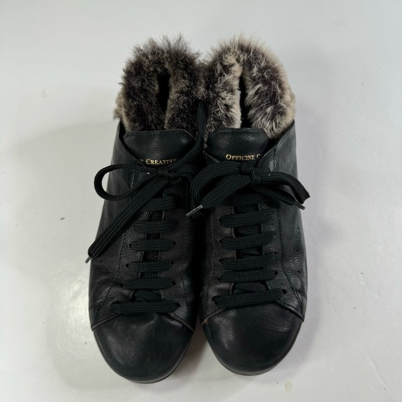 Officine Creative Black Fur-Lined Sneakers - Picture 4 of 9